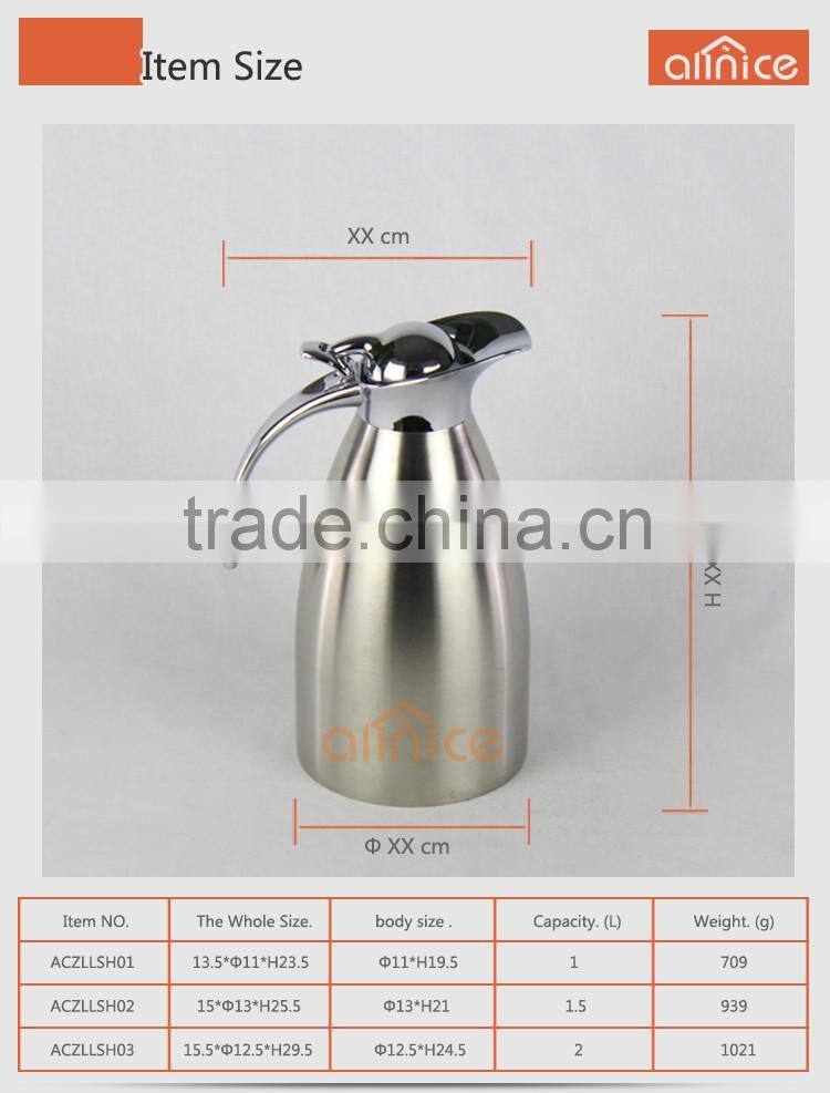Allnice daily vacuum handle Insulated stainless steel tea carafes /thremal water kettle/coffee carefes