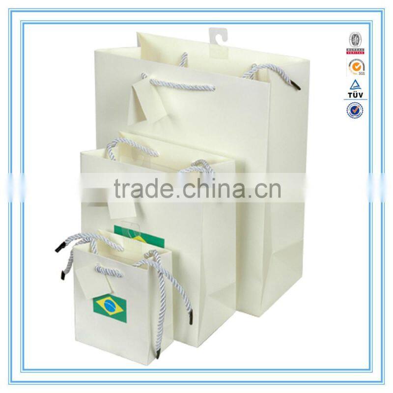Alibaba china custom white luxury paper bag & brand paper bag printing logo with handles