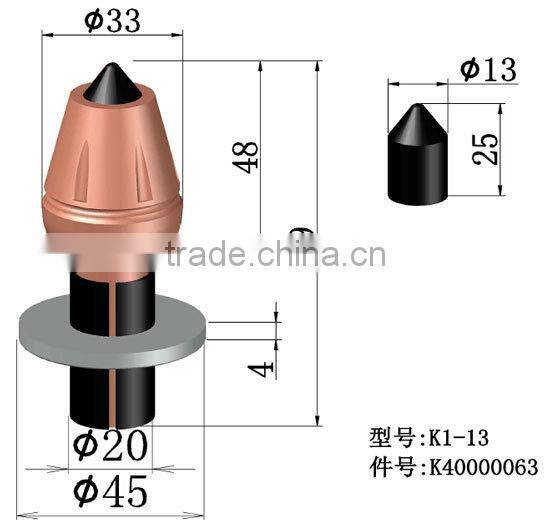 Road construction W1-13R Cement Cutting tools for milling machine