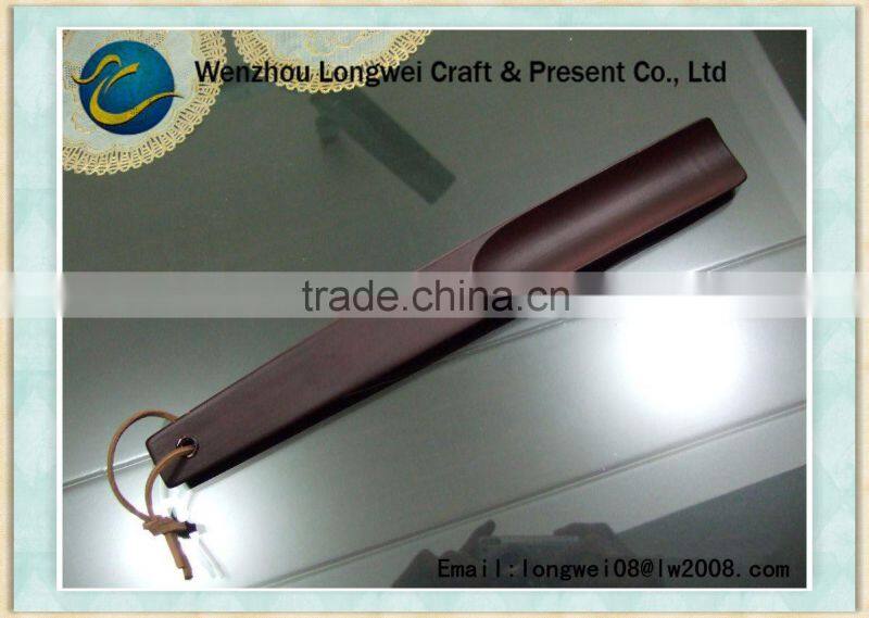 logo engraving painted long wood shoe horn with rope