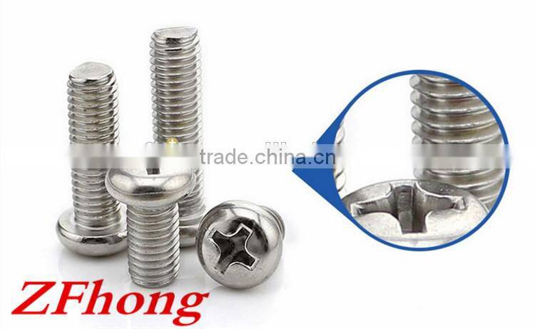M1 to M6 stainless steel 304 A2-70 pan head cross recessed machine screw