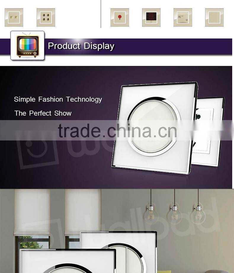 Wallpad White Waterproof Acrylic Glass 110~250V EU UK 1 Gang intermediate switch Power Supply Big Push Button Wall Light Switch