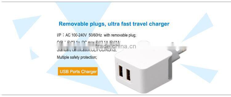 Mobile phone protable charger rapid 5V/2.1A 5V/1A wall charger
