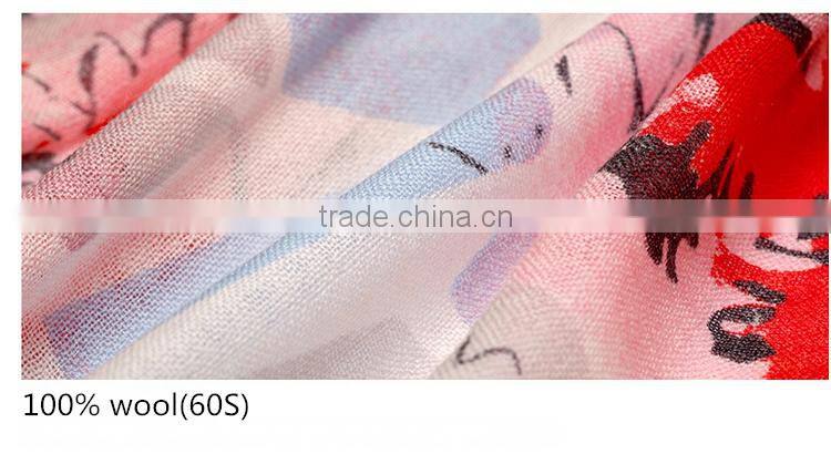 best christmas present flower pattern pure wool scarf
