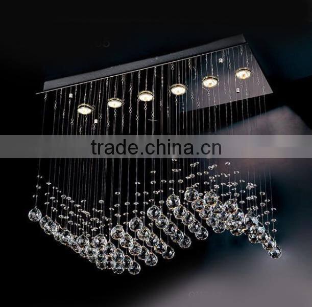 Silver Rectangular Crystal Light Home Chandelier with Crystal Balls