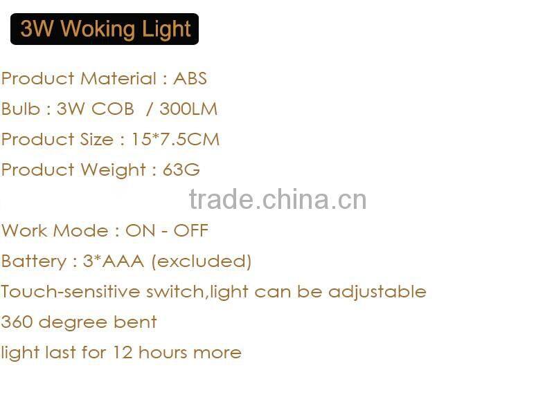 for Night Reading, Camping, Emergency Powered By 3*AAA Battery 3W COB Working Light