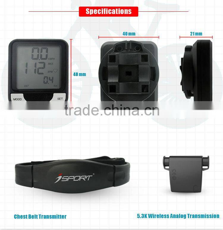 BSCI member factory Wireless bike computer with heart rate monitor C014