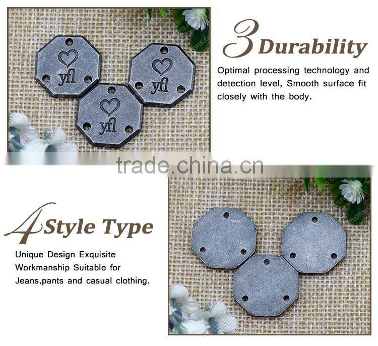 Zinc alloy high quality metal jeans logo plate