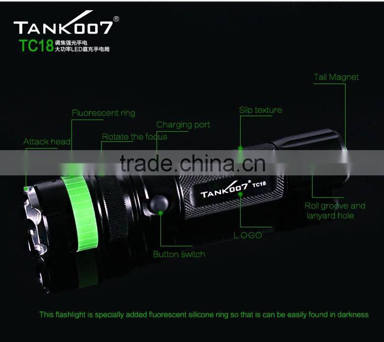 Powerful multi-function rechargeable led flashlight TC18 350 lumen led flashlight