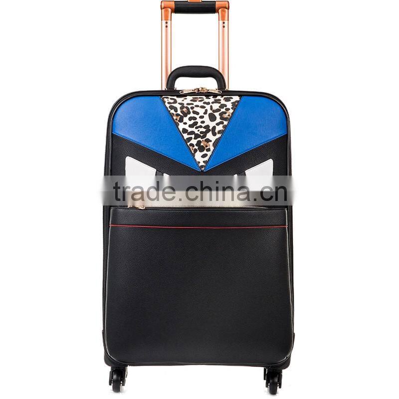 New Design Hot Selling PU Leather Material Travel Spinner Trolley Luggage