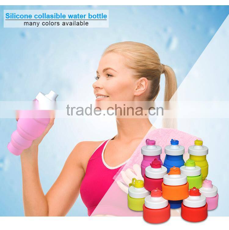 Food grade reusable silicone drinking bottle