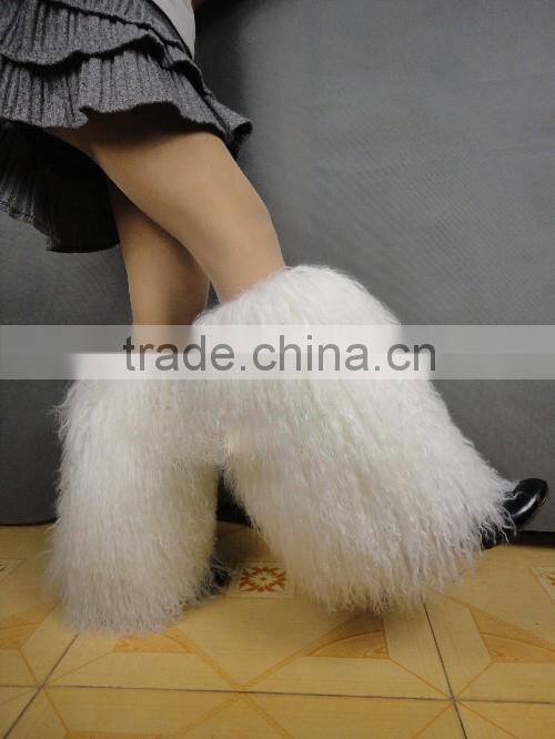 Vintage Style Leg Warmers Of Mongolian Sheep Fur Boots Fur Sleeves Warmer