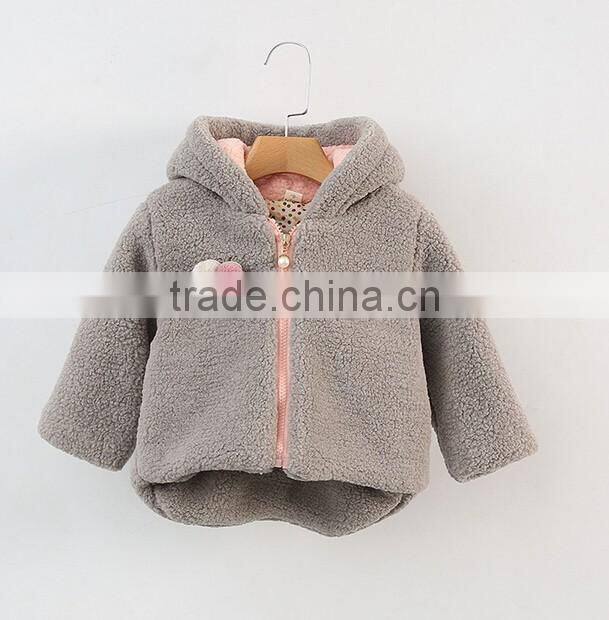 Lamb fleece hooded long sleeve padding jacket for kids