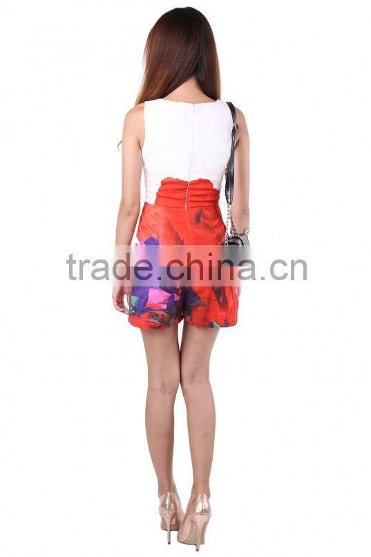 New arrival jumpsuits for women 2016 women's clothing white jumpsuits with customized printing in OEM service