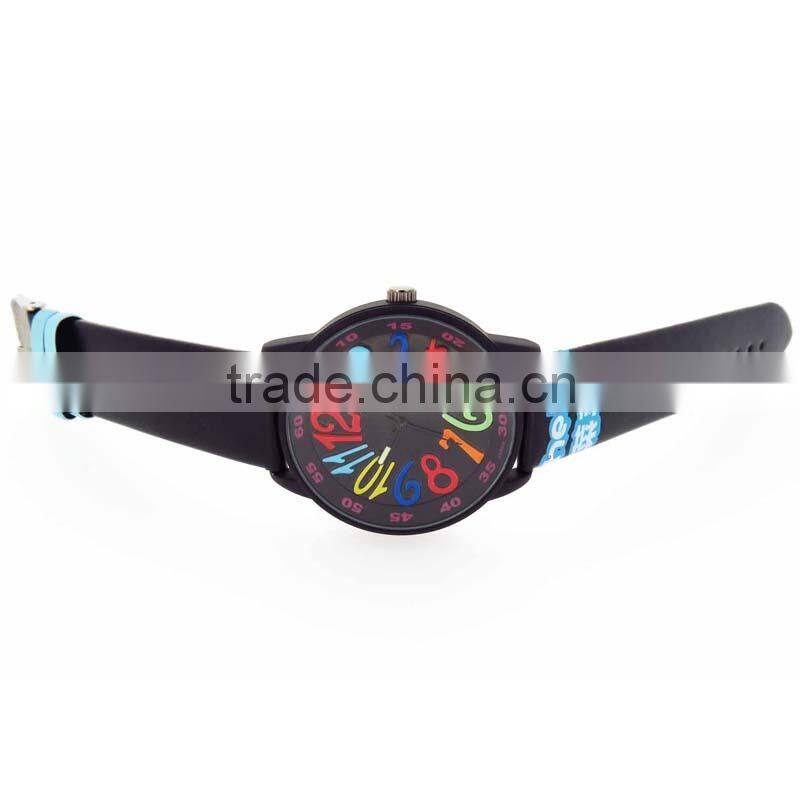 big case cute colorful numbers dial student watch