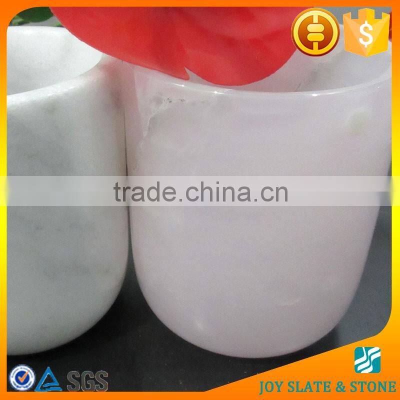 China factory pink marble cups/stone candle jar