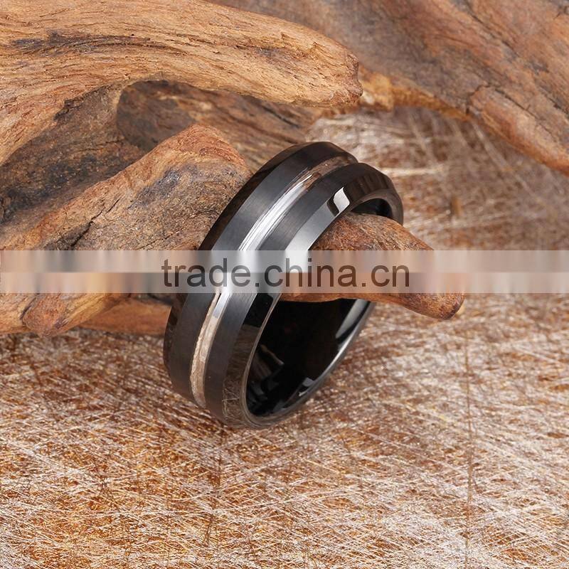 stainless steel punk style ring designs Black plated fashion men ring