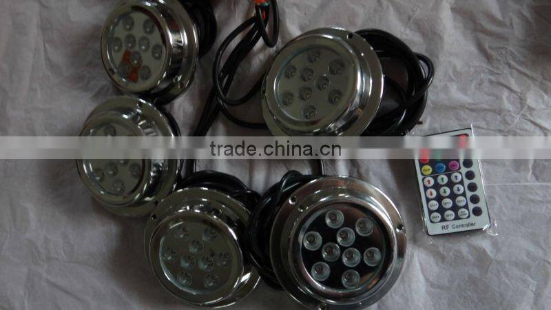 Surface Mount Marine underwater boat LED Light 9*5 W in RGB with wireless remote control