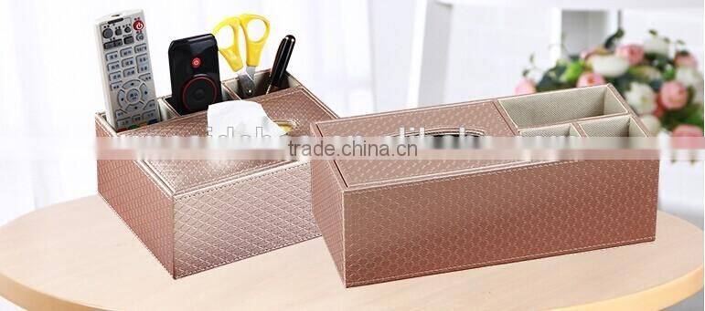 hot sale cute facial tissue box PU napkin box functionable OEM pochet tissue box