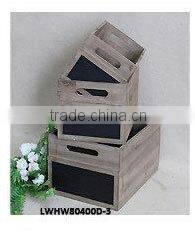 small recycled antique set 3 chalkboard distressed wood storage box