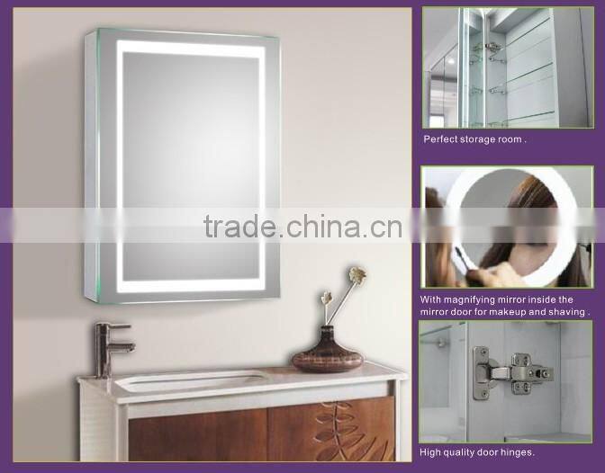 Vanity LED mirror cabinet , Aluminum mirror cabinet with led illuminated for modern bathroom