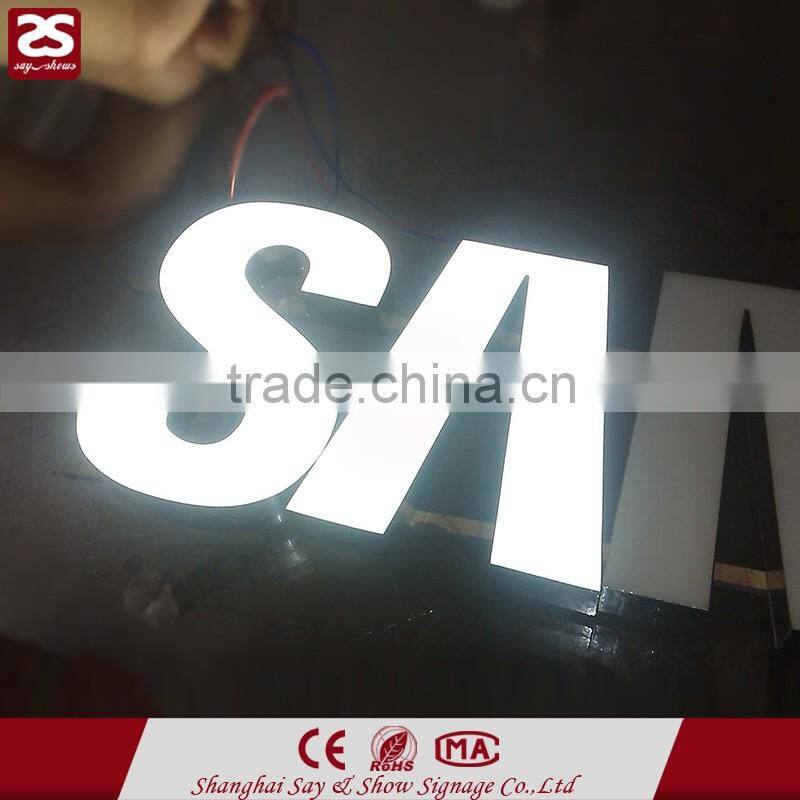 Good price frontlit resin letter led signboard shop plaque signage logo