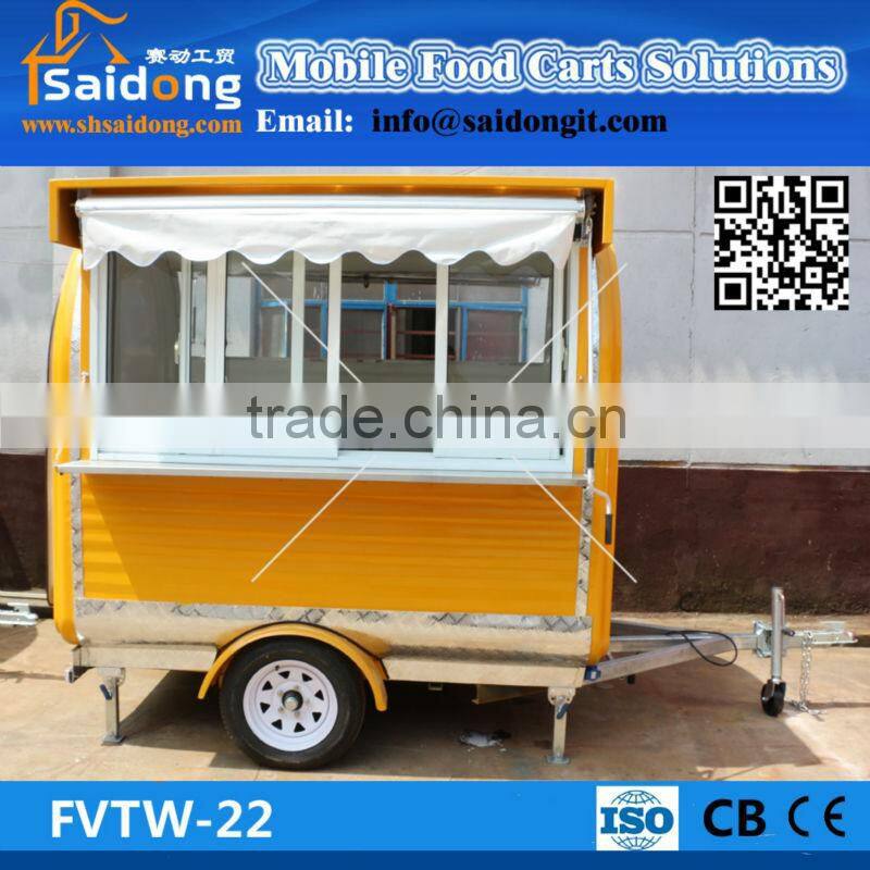 Outdoor Fiberglass Commercial Hot Dog Vending Cart Fast Food Trailer for sales