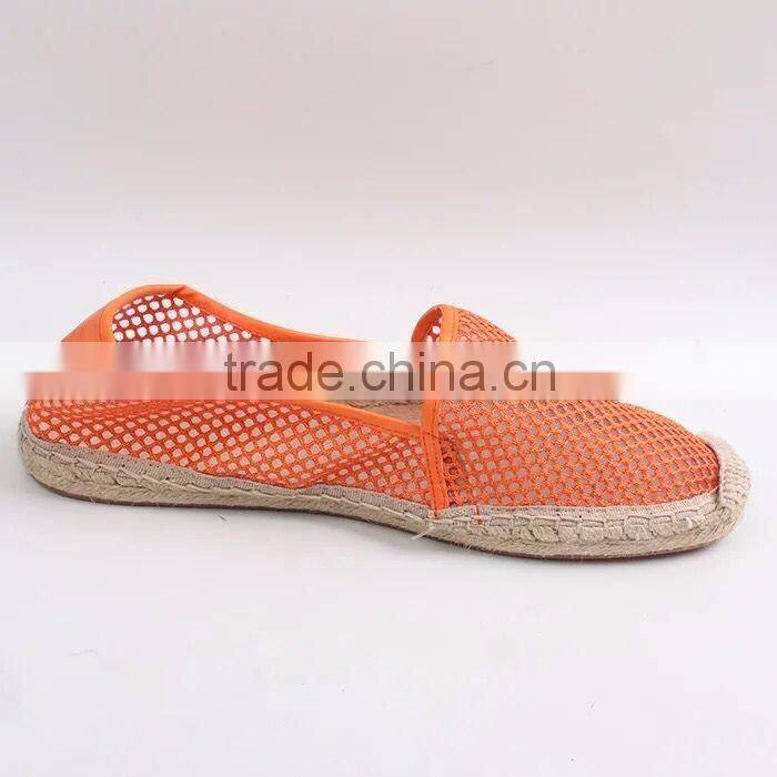 Latest design belly shoes factory espadrilles fashion mesh material jute sole espadrille