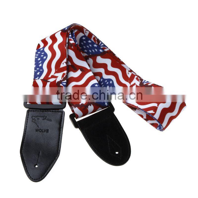 Adjustable Buckle Electric Guitar Acoustic Strap American Flag Print