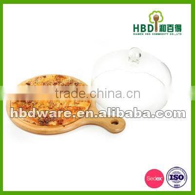 High quality glass cheese dome with bamboo board wholesale