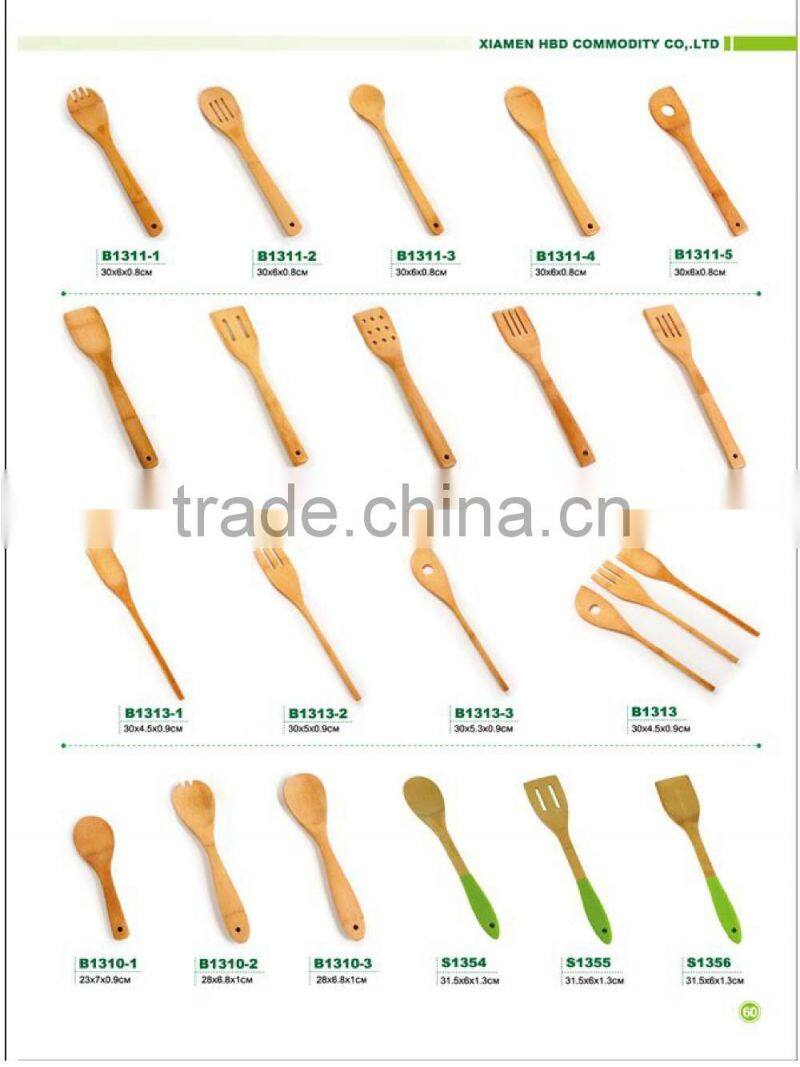 Bamboo kitchen utensils set,slotted spoon spatula,,wholesale
