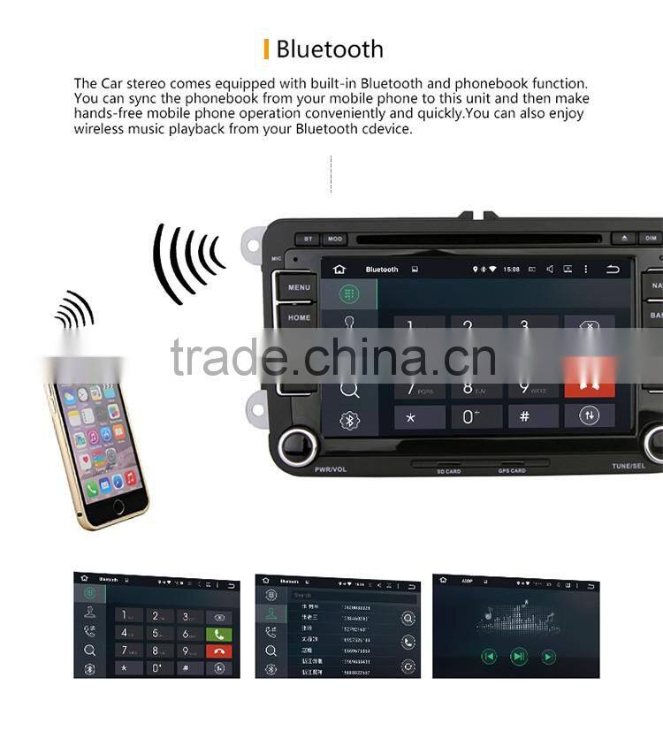 7 Inch 2 din Bluetooth version 2.0 car dvd player with GPS for VW skoda