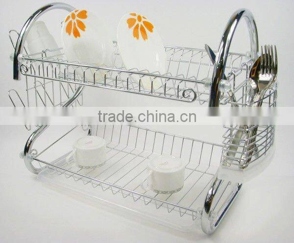 2 tier dish rack with 9 shape and two trays