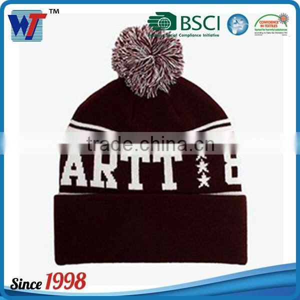 Custom Winter Mens Beanies Knitted Hat With Leather Patch Label