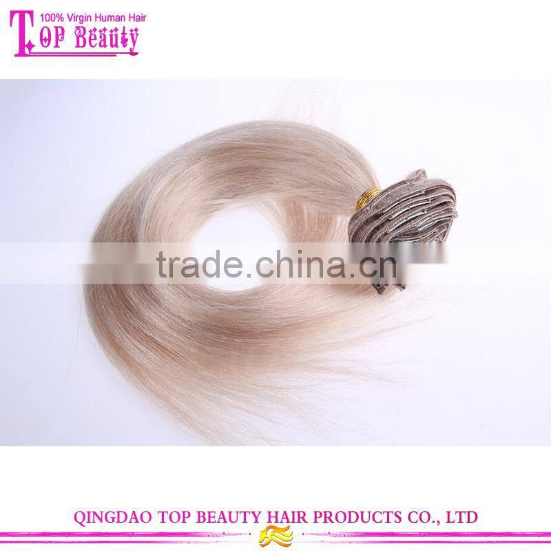 High quality best price honey blonde brazilian clip in hair weave color 613 blonde clip in hair clip in extensions