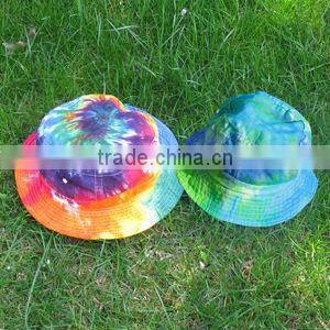 sun protection streetwear tie dyed bucket hat 100% cotton custom tie dye rainbow bucket hat
