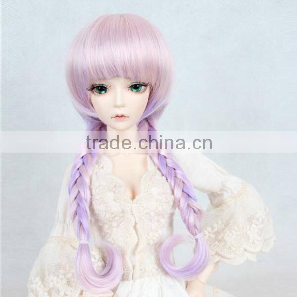 hot-selling colorful synthetic bjd/blythe doll wig with 2 braids