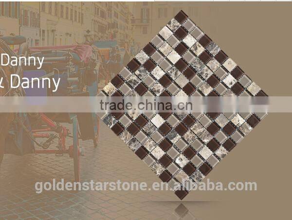 Coffee crystal mosaic glass tile and slate mix for sunny europe