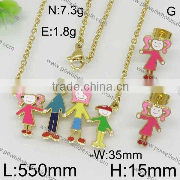 Hot selling family Hand in Hand kid gold plated jewelry set