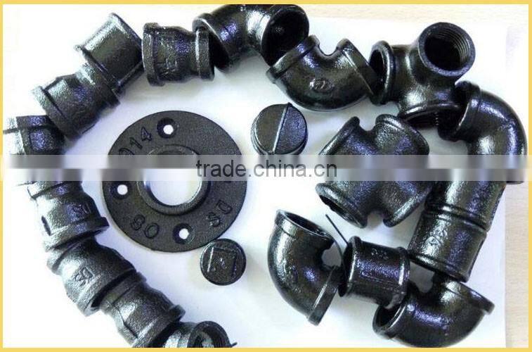 China manufacturer supply black npt threaded elbow union tee pipe fittings
