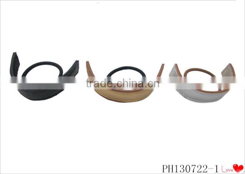 Leather elastic hair band,pink elastic hair band for girls,thick hair elastic band