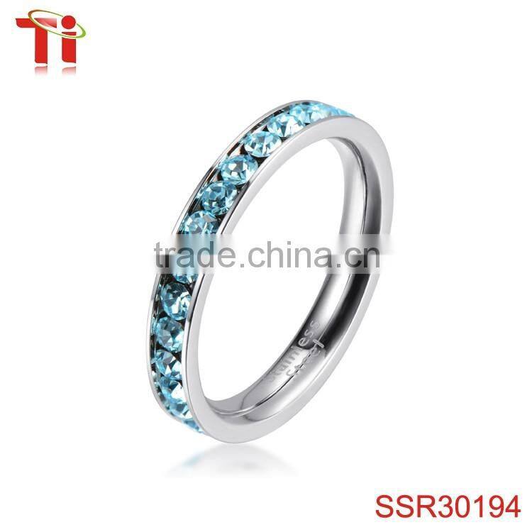 316L Stainless Steel Peridot Green Cubic Zirconia CZ Eternity Wedding 4MM Band Ring