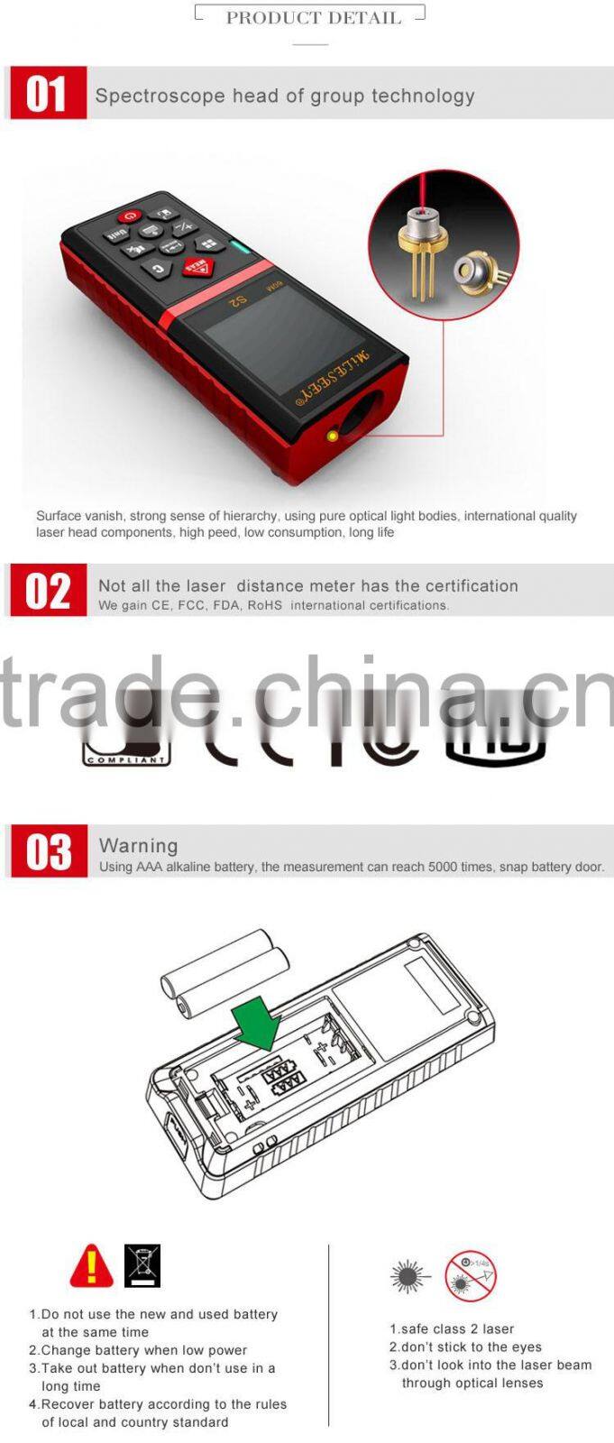 60m Digital Laser Distance Meter Rangefinder OEM Laser Measurer Handheld Laser Measuring Instrument