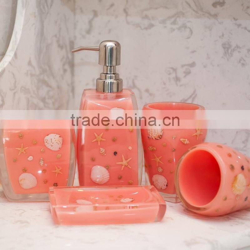 2015 Ocean Series shell Design Resin Bathroom Accessories Set , bathroom accessory set