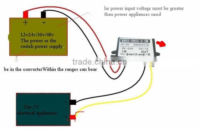 12V turn 5V 24V turn 5V 36V turn 5V 48V turn 5V 58V car turn 5V1A DC-DC power converter