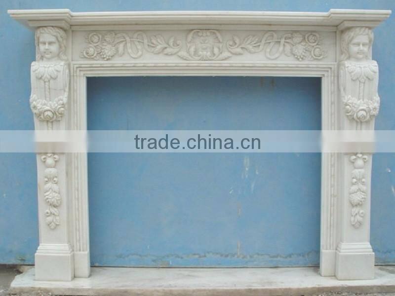 Modern hand carved marble white electric fireplace for sale