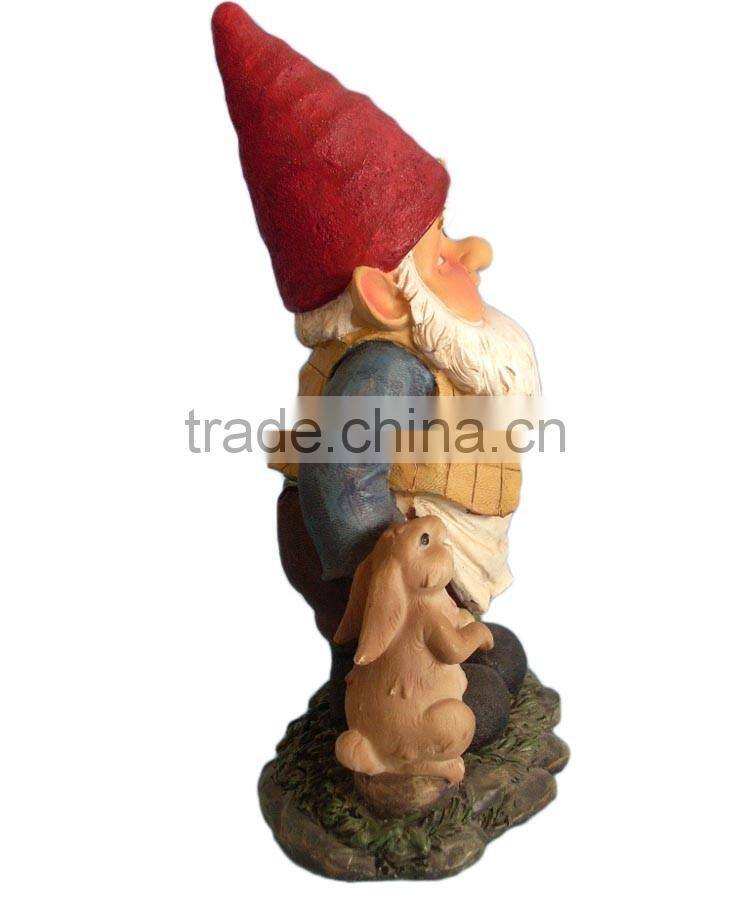Popular cute resin elf with rabbit and frog garden statues
