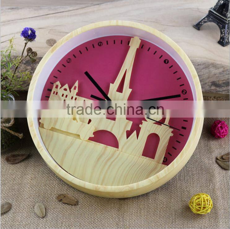 2017 New Design Tower Colorful Decorative Wall Clock For Wholesale