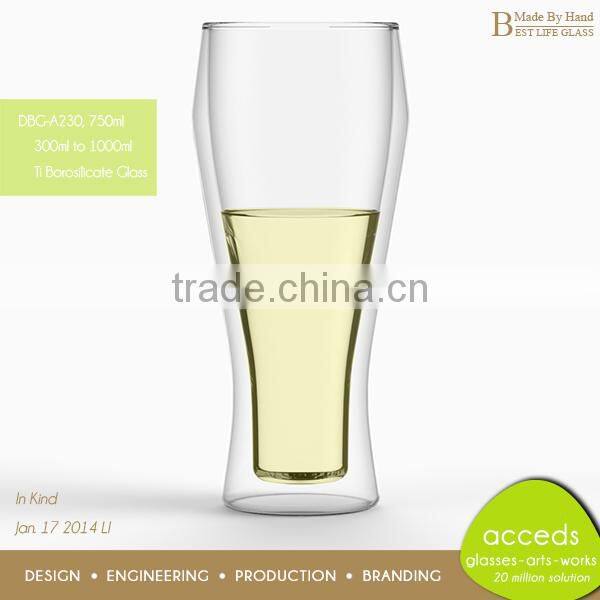 Novelty Drinking Double Wall Hand Made Beer Glass