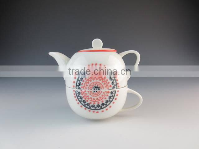 2015 newest design ceramic drinkware type tea pot with cup set